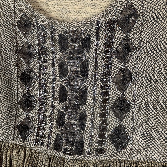 Anthropologie Akemi + Kin XS Tan and Gold Embellished Boho Peplum Tank Top - Picture 3 of 6